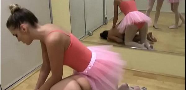  Ballerinas enjoying an intimate lesbian sex in studio